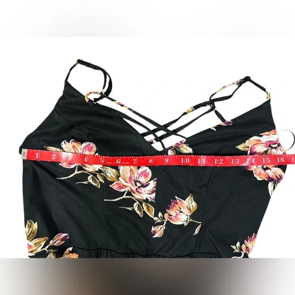 Nine Britton Black Floral Strappy Maxi Sz L - Picture 7 of 8